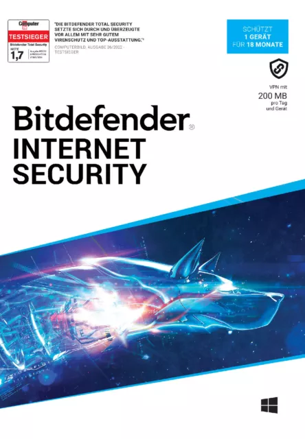 Bitdefender Internet Security 1-PC (Win) 1,5-Jahre, ESD Lizenz Download KEY