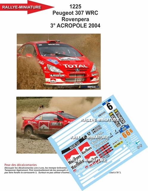 Autocollants Décalcomanies 1/18 - Réf. 955 307 WRC Loix Rallye Corse 2004 - Échelle 1:24