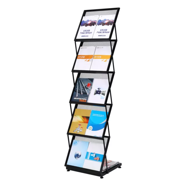 Foldable Magazine Display Racks 5 Layers Brochure Stand Catalog Literature Rack