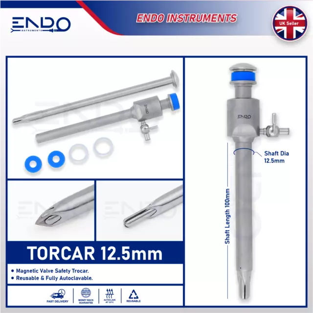 ENDO Nuevo 12mm Trocar Seguridad Punta Cánula Laparoscópico Reusable 12.5mm Ce