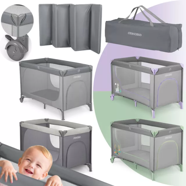 Reisebett Kinderreisebett Laufstall Baby mit Rollen Einstieg Tasche Ricokids