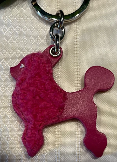 Coach 1693 Shearling & Leather Poodle Dog Keychain Key Fob Pink Italy Rare NWOT