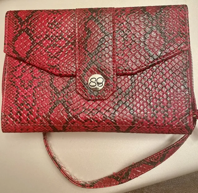 Samantha Brown small Red Black embossed Croc purse