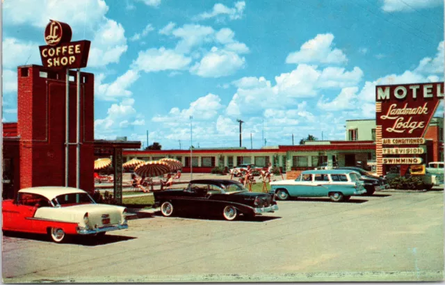 C.1950s Fort Worth TX LANDMARK LODGE & COFFEE SHOP Motel UNP Texas Postcard A227