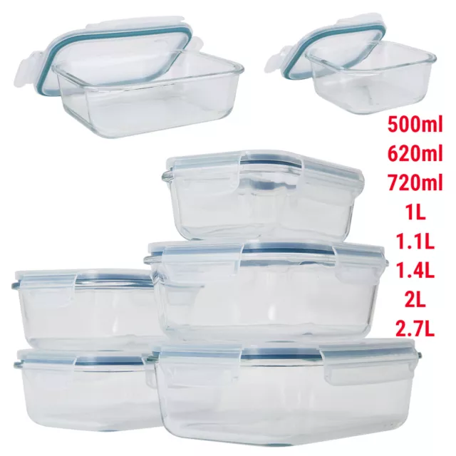 Glass Food Storage Containers Leak Proof Airtight Lid Glass Meal Prep Lunch Box