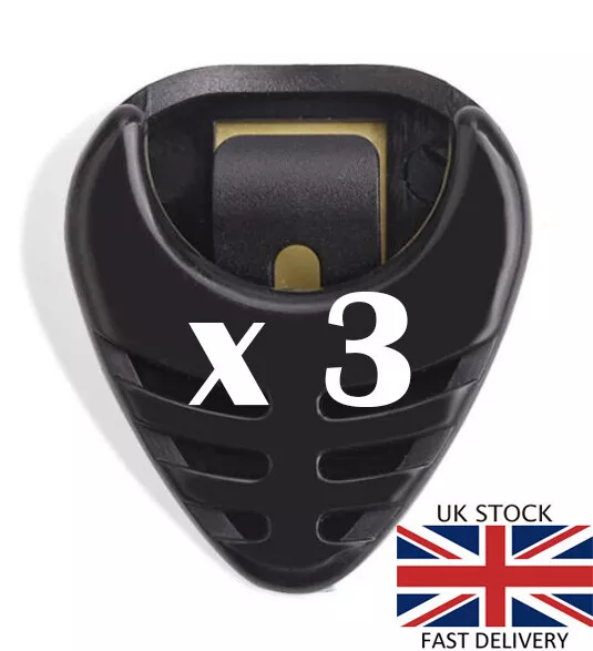 3 x Plectrum Holder For Acoustic Electric Bass Guitar Black For Live + Home -UK