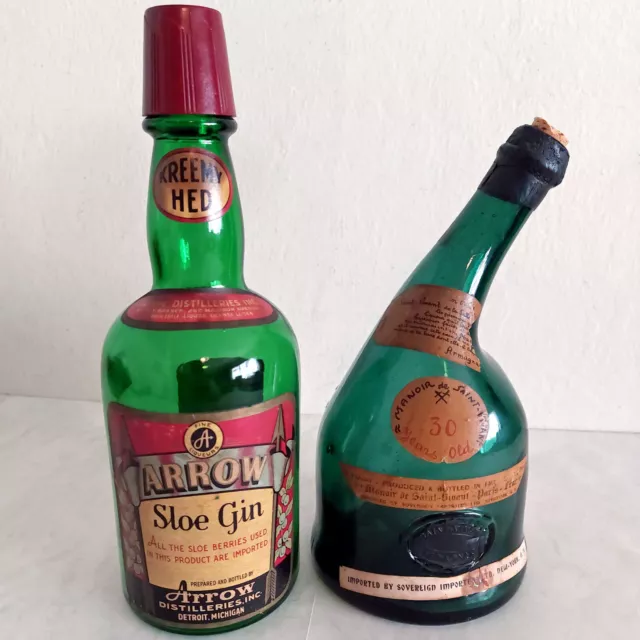 Vintage Bottles Arrow Sloe Gin St Vivant 30yr Armagnac- liquor Detroit, Paris