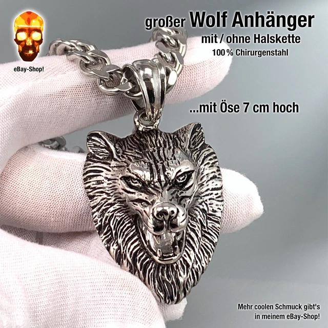 Cupimatch Herren Halskette - Wolf Kopf & Thors Hammer Anhänger Aus Edelstahl