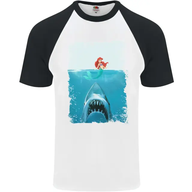 Funny Shark Parody Scuba Diving Fishing Mens S/S Baseball T-Shirt