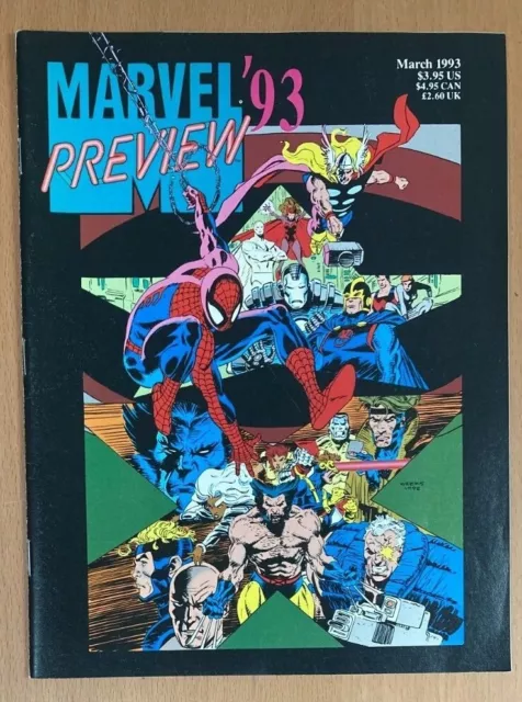 1993 March Marvel '93 Preview Magazine X-Men Heavy Hitters Spiderman Cf  10522D
