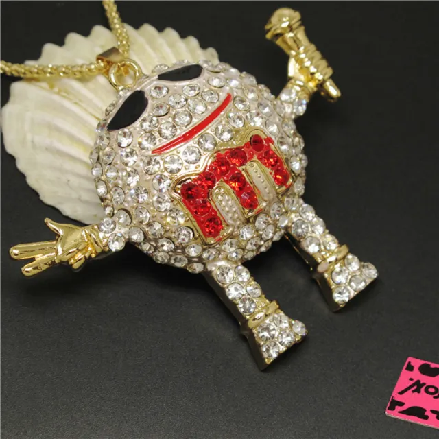 New Holiday gifts  White Bling 3D Chocolate Mr. Crystal Pendant China Necklace