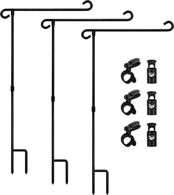Garden Flag Stand Holder Pole Easy to Install Strong Sturdy Wrought Iron Fits 12