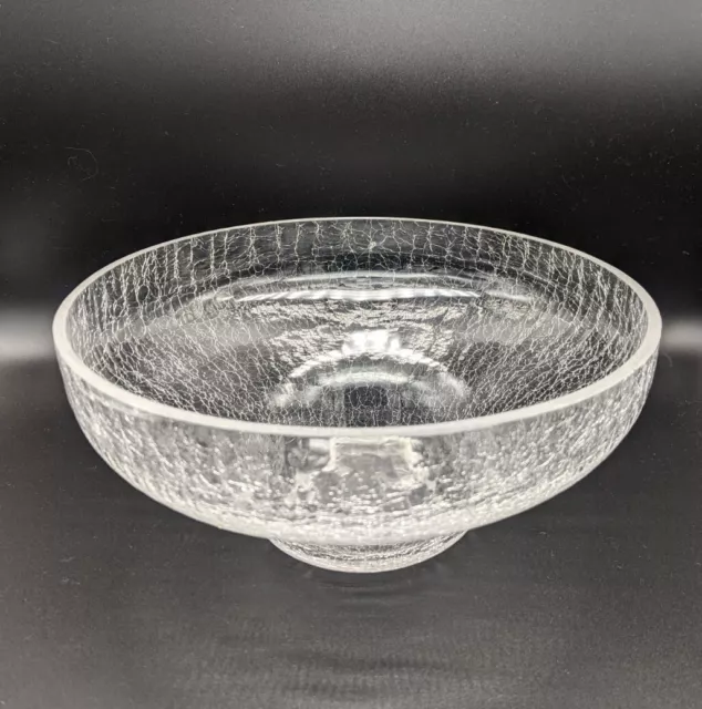 Vintage Clear Crackle Glass Footed Dish/Bowl Trifle/Fruit 21cm Diameter