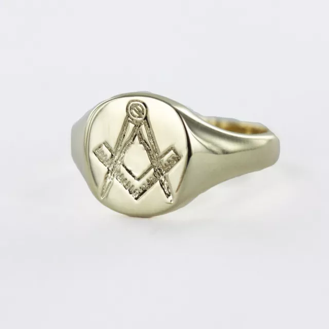 9ct Yellow Gold Square and Compass Masonic Signet Ring