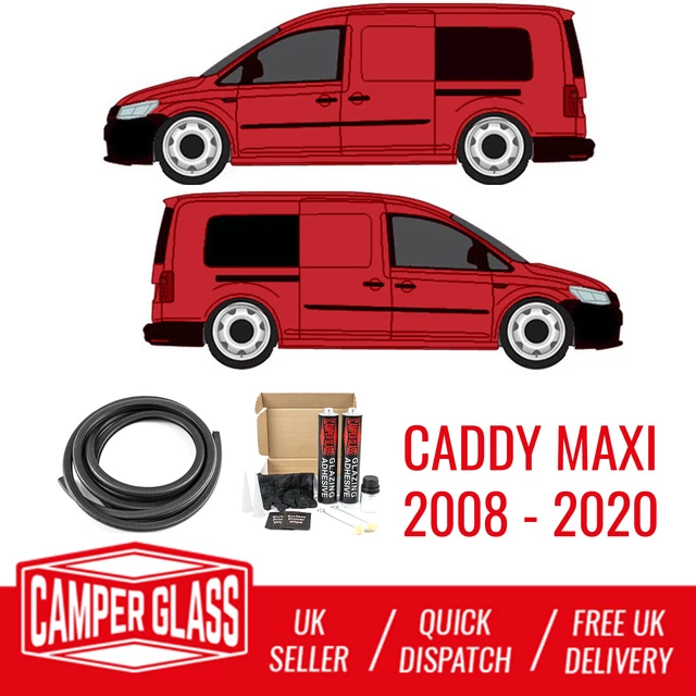 VW CADDY MAXI Pair Of Rear Quarter Fixed Privacy Windows & Fitting Kit