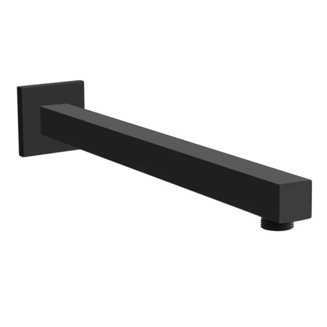 Rechteckig 380 mm Modern Wandmontage Duscharm Matt Schwarz Massiv Messing