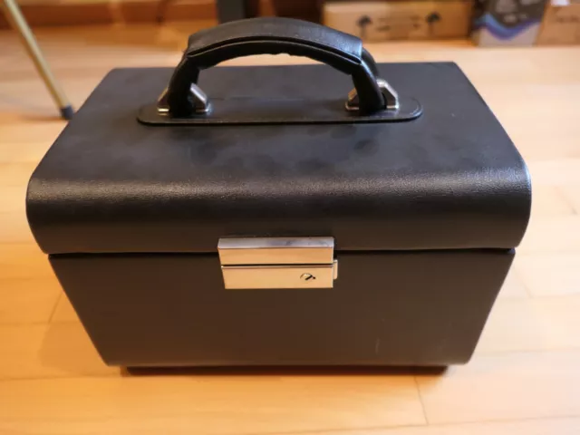 Kosmetik-Koffer / Beautycase 29 x 21 cm/H 20 cm, schwarz Vintage 70er Jahre