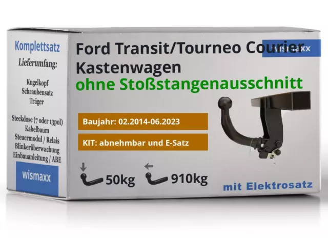 ANHÄNGERKUPPLUNG abnehmbar für Ford Transit/Tourneo Courier 14-23 +13pol JAEGER