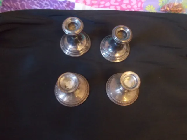 Vintage Lot Of 4 Weighted Sterling Silver Candlestick Candle Holder AS IS