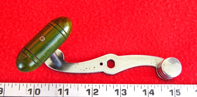 Poignée De Clé à Molette Vintage Penn – Bakélite Marbrée Verte, Pour Moulinet Pêche