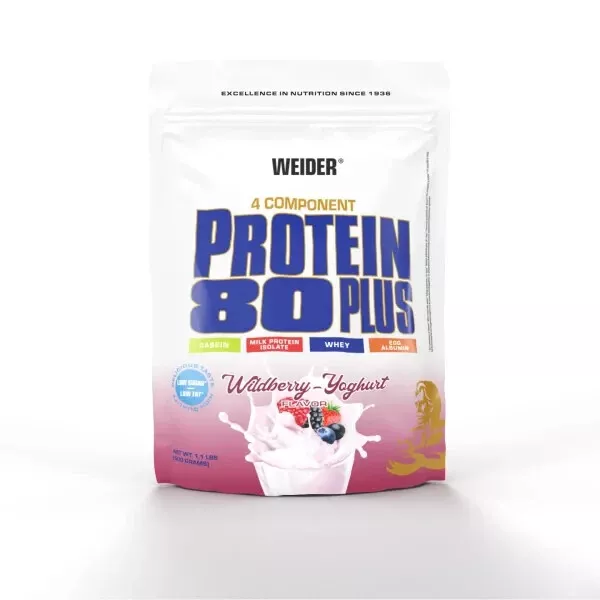 Weider Protein 80 Plus yogur fruta del bosque 500g, construcción muscular