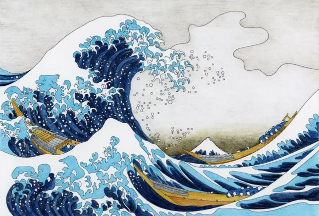 Poster Arte LA GRANDE ONDA DI KANAGAWA - Katsushika Hokusai - GIAPPONE ORIENTE