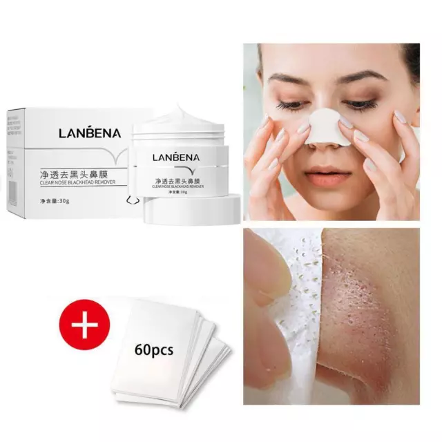 LANBENA Blackhead Remover Cream Facial Nose Mask Plant Acne Strips Lady N1X8