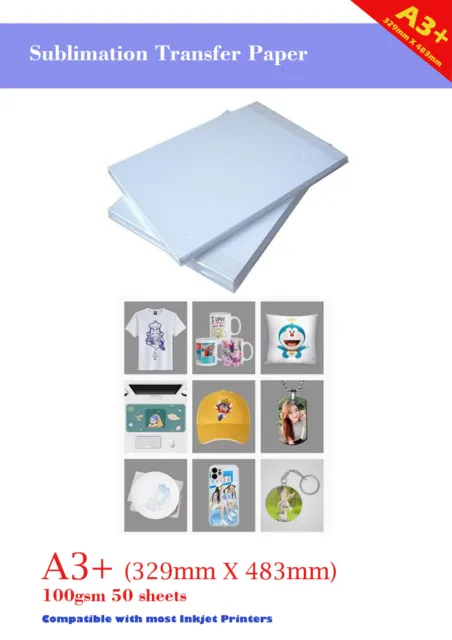 A3+ (329mmX483mm) Sublimation Heat Transfer Paper (50 sheets/pack)