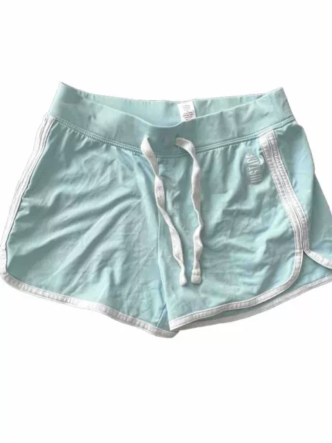 Justice Girls Shorts Size 12 Drawstring Cheer Gym Athletic Aqua/White