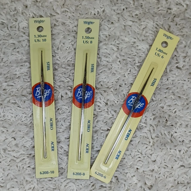 3 Vintage Steelite Diana Wrights Boye Crochet Hooks Vintage New