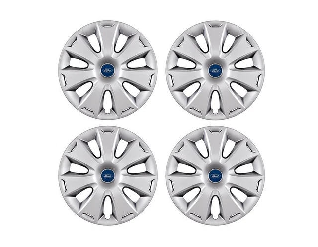 Jeu De 4 Enjoliveurs 16 Pouces Ford Origine – Logo Bleu Authentique, Compatible Transit, Focus, Kuga, Mondeo