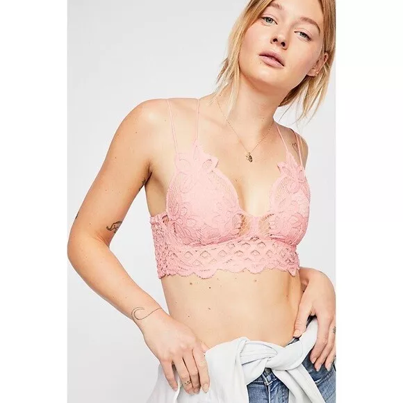Free People Adella Slip Dress Lace Bralette Party Cocktail Dress XS NWT  Pink
