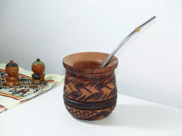 Wooden Calden Mate Cup + Straw + Gift - Yerba Mate Tea - Handmade - Argentina