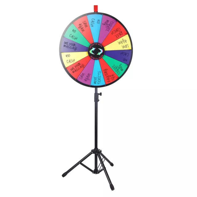 24" Prize Wheel Fortune Tripod Spin Game Kids Talent Enlighten Party Tradeshow