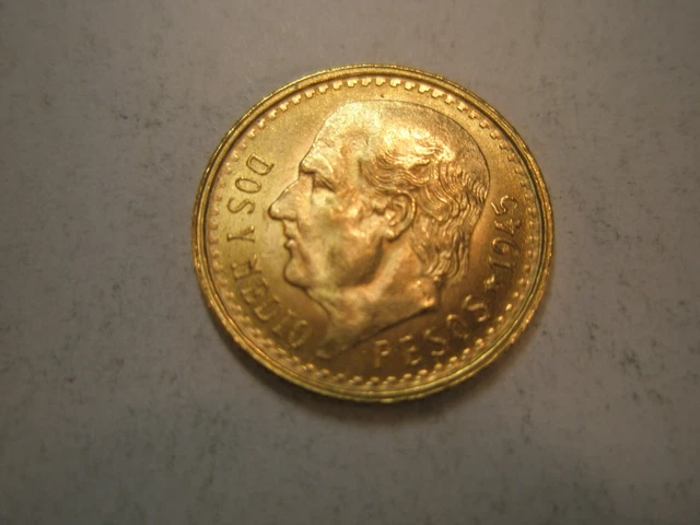 1945 Mexico 2.5 Pesos Gold Coin, Uncertified .0603 AGW