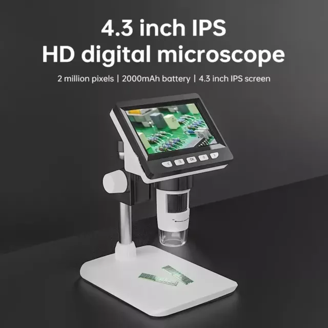 Microscopio Digitale LCD Professionale, Schermo Ruotabile HD Da 4.3 Pollici