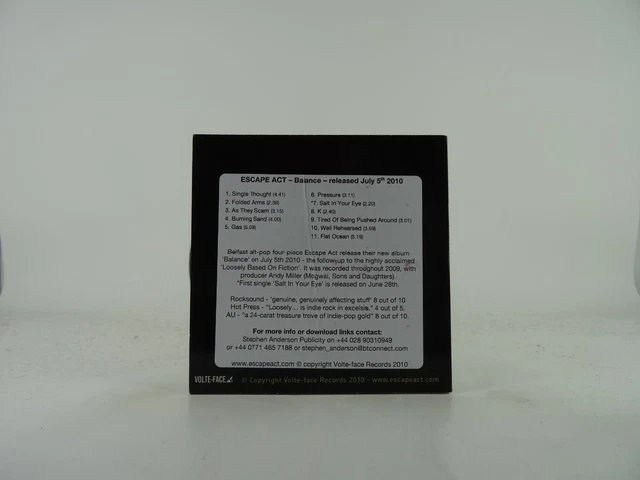 ESCAPE ACT BALANCE (215) 11 Track Promo CD Album Card Sleeve VOLTE-FACE RECORDS