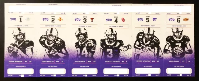 2018 TCU Horned Frogs Football Collectible Ticket Stub - Choose Any Home Game