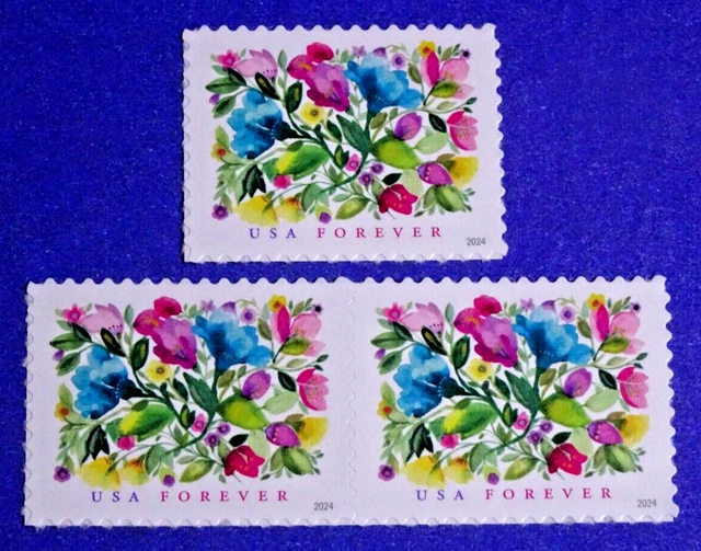 US NEW CELEBRATION Blooms "Flowers" 2024 Forever Stamps (Single/Pair
