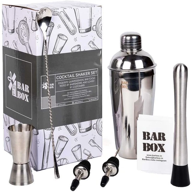 7 Pièces Cocktail Shaker Set Alimentaire Acier Inoxydable Barman Kit pour Maison