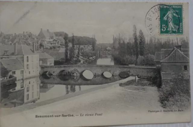 Beaumont On Sarthe 72 CPA Old Bridge Good Condition 1907