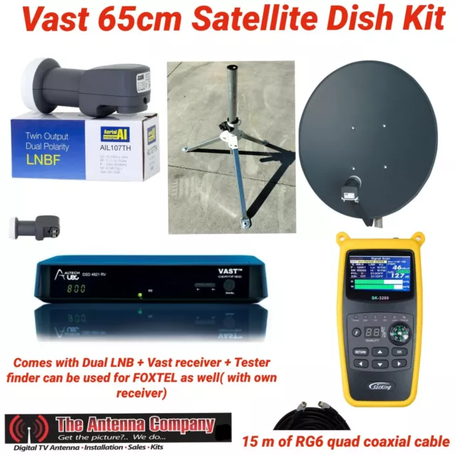 vast satellite dish kit 65cm lnb twin output foxtel compatible digital tv FTA A1