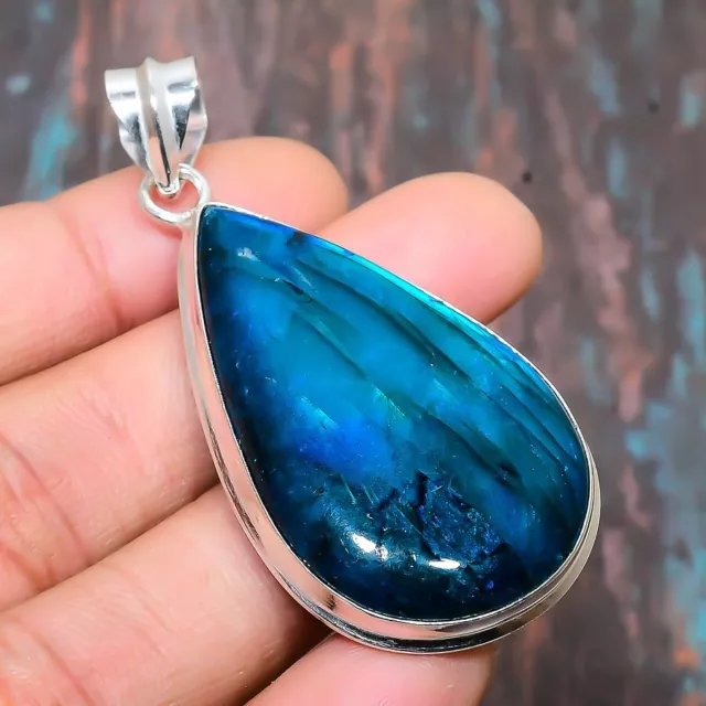 Blue Labradorite Gemstone Handmade Jewelry Pendant 2.44" y952