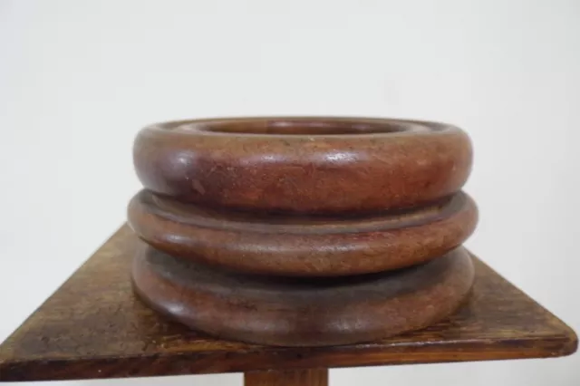 TREEN turned pot bowl stepped  antique