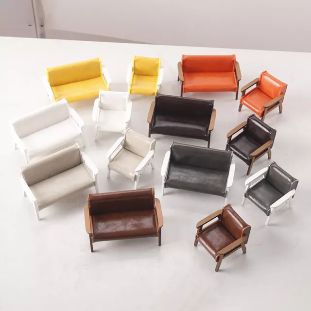 1:12 Dollhouse Mini Sofa Leather Sofa Single/Double Chair Furniture Decor Toy Sg