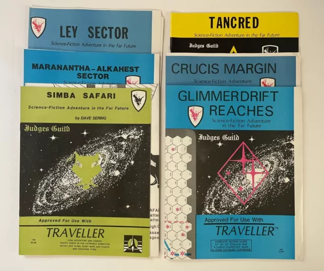 Judges Guild: TRAVELLER *LOT of 6* Simba Safari, Crucis Margin, Glimmerdrift RPG