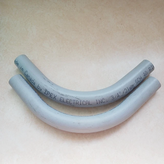(2-Pk) IPEX 90°c Conduit Elbow PVC Sch-40 3/4"x 10", sunlight resistant abo/und.