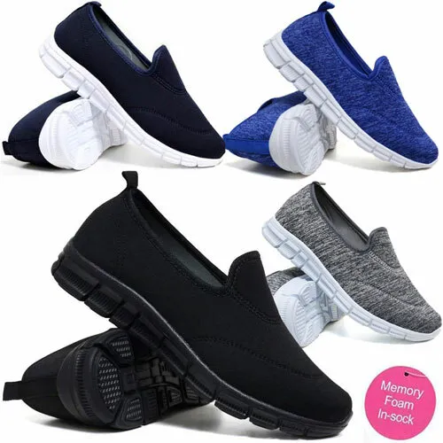 Ladies Get Fit Go Walking Slip On Gym Fitness Memory Foam Trainers Shoes Size