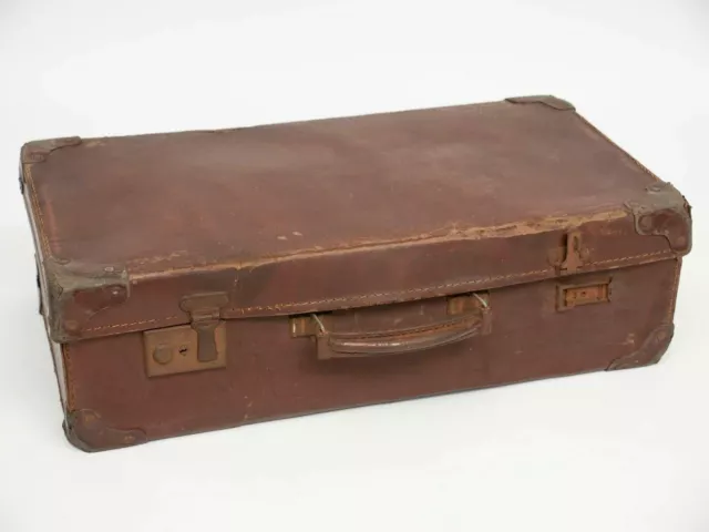 Vintage Noton brauner Koffer 1930er 1940er Jahre sehr geschlagen Hochzeit TV Requisite *TLC* 2