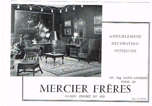 PUBLICITE ADVERTISING 105  1958  MERCEIR FRERES  ameublement décoration meubles